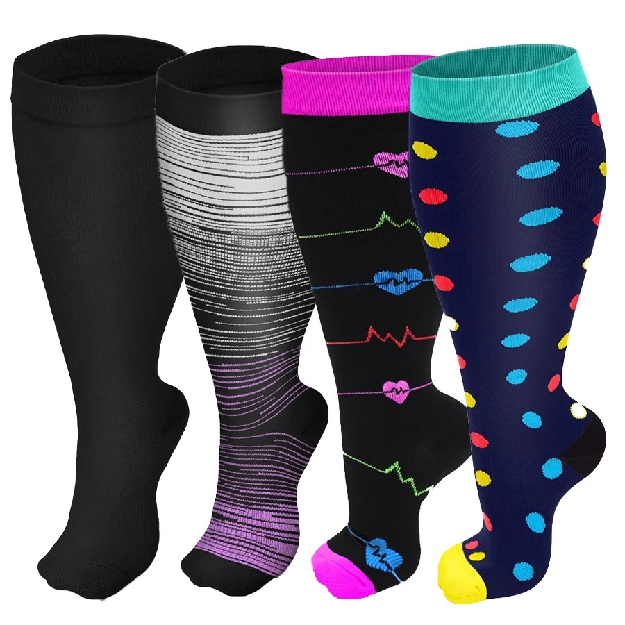 Compression Sleeve Calf - 여성 남성용 플러스 사이즈 압박 양말,