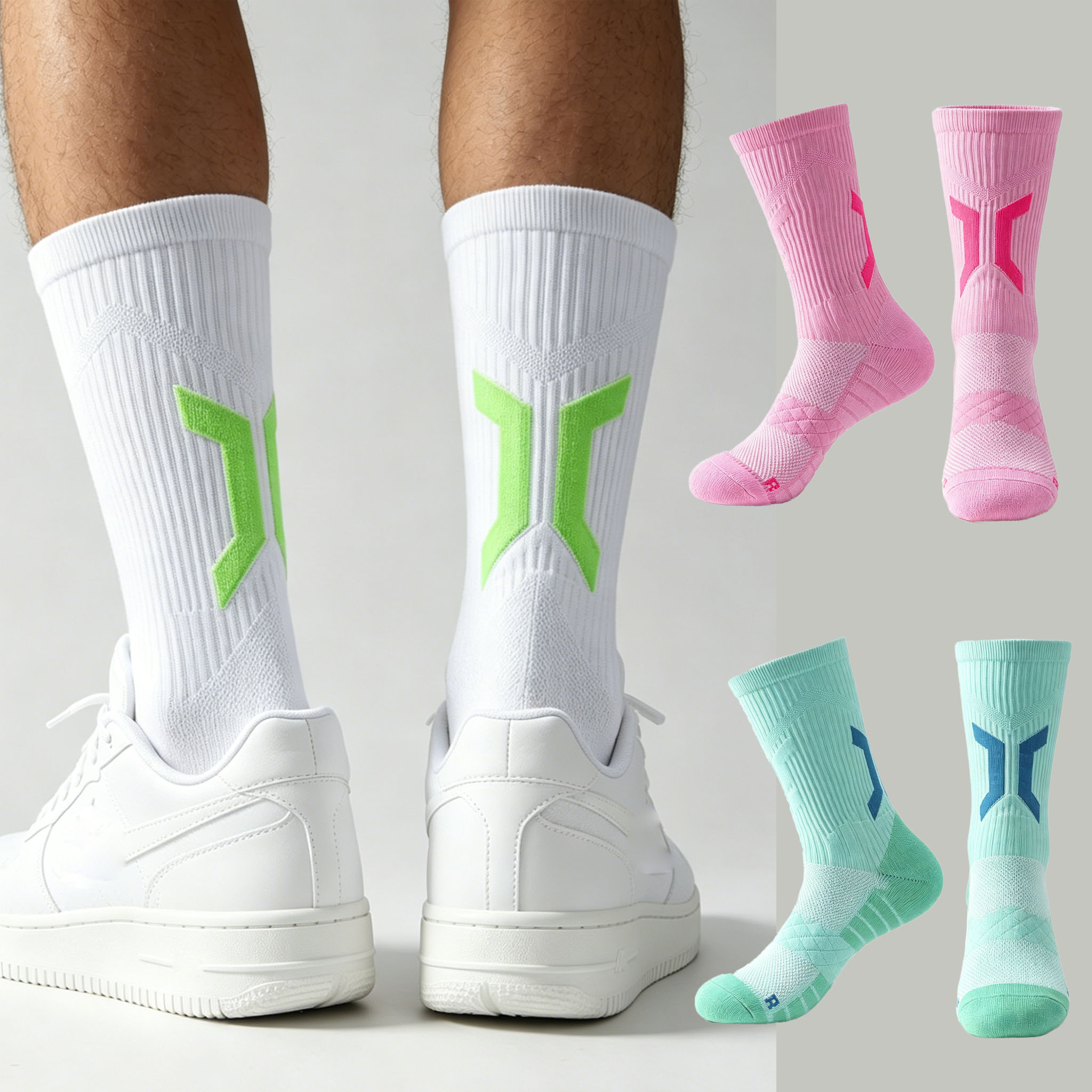 Athletic Sock Cushion - 남성용 두꺼운 쿠션 농구 양말, 미끄럼